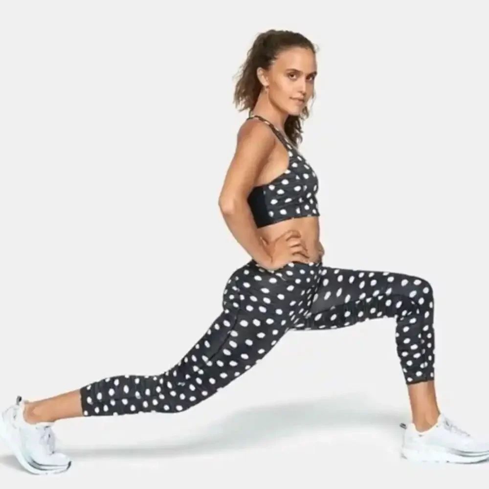 Outdoor Voices Wm’s Sz Med Black White Polka Dot TechSweat 3/4 Flex Leggings